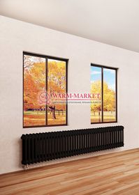 Трубчатый радиатор Dia Norm 2057 двухтрубный с нижним правым/левым подключением с вентилем черного цвета