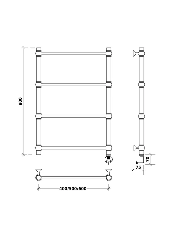 Электрический полотенцесушитель Secado Флоренция 1 из нержавеющей стали