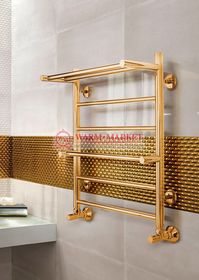 Ankona-полотенцесушитель с полкой, нижнее подключение золото