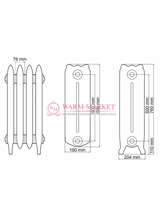 Чугунный радиатор Demir Dokum Historic 600