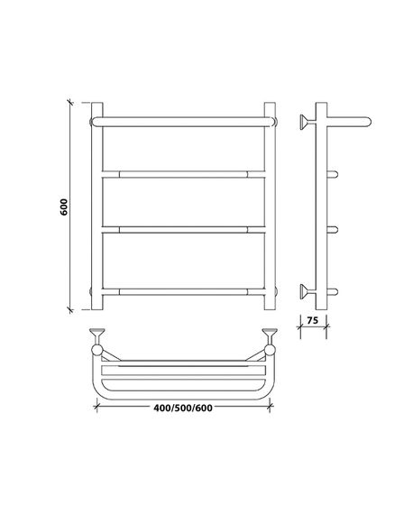 Водяной полотенцесушитель Secado Агата 1 СП из нержавеющей стали