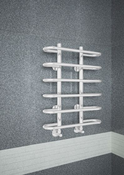 Sahara E - белый полотенцесушитель с закругленными перекладинами.