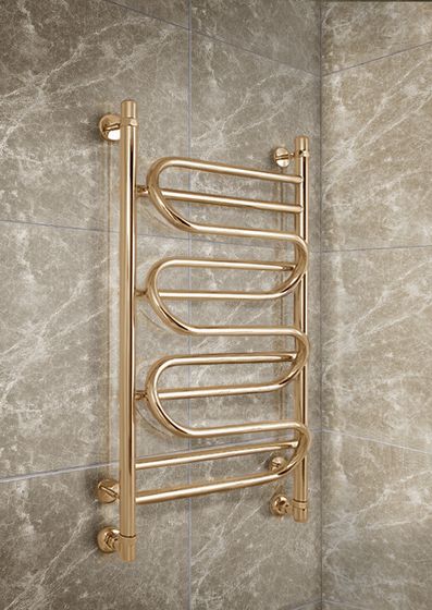 ILLUZIA Bronze - бронзовый водяной полотенцесушитель с перекладинами оригинальной формы