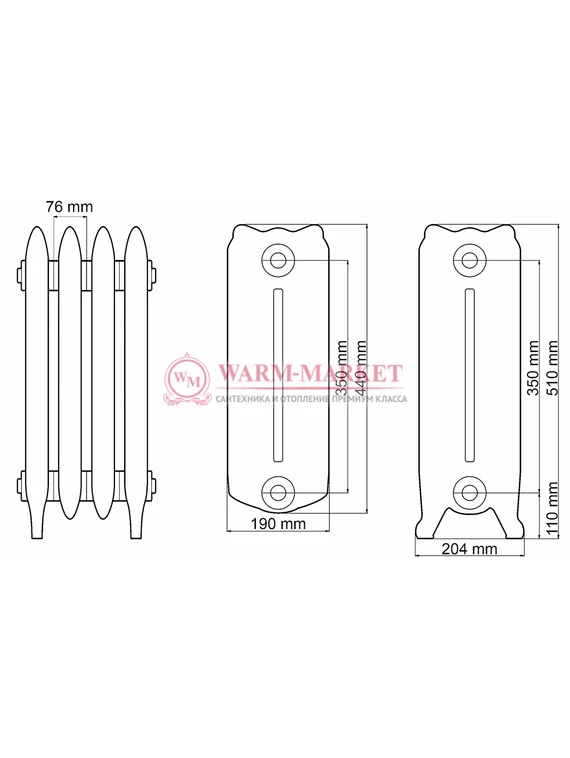 Чугунный радиатор Demir Dokum Historic 350