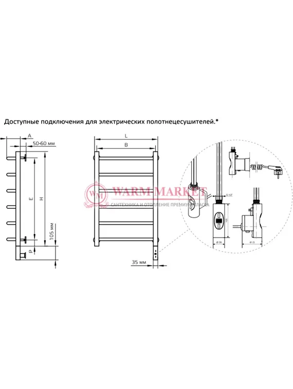 Полотенцесушитель ArtofSpace Monroe