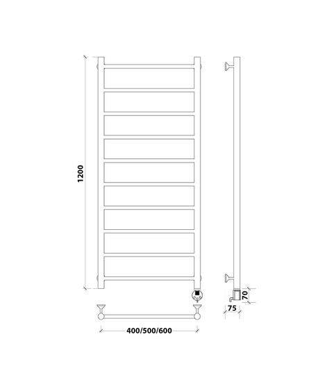 Электрический полотенцесушитель Secado Триада 1 из нержавеющей стали