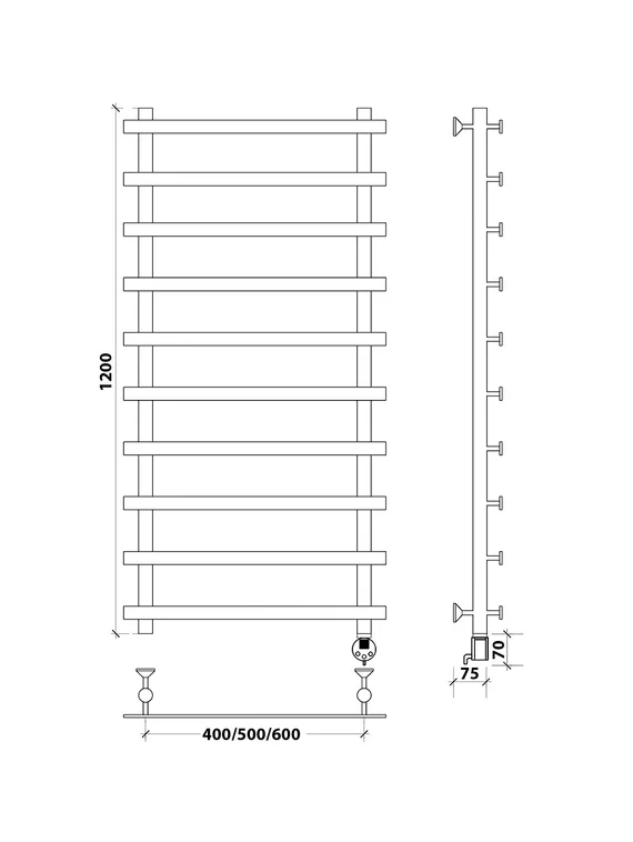 Электрический полотенцесушитель Secado Понтида 1 из нержавеющей стали