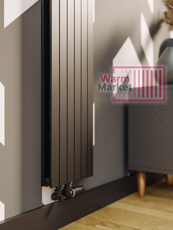 Solo V 2 1750 - вертикальный трубчатый радиатор из прямоугольного профиля двухтрубный черного цвета