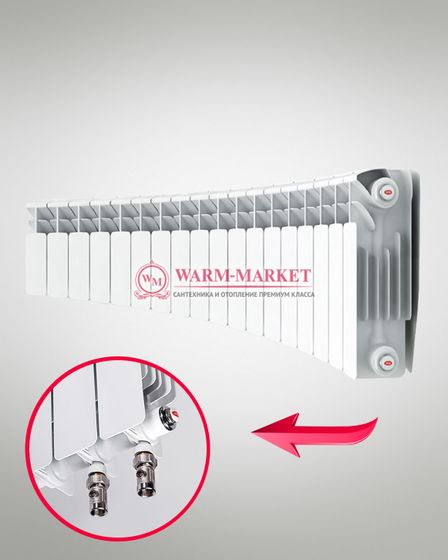 Rifar Base Flex V Ral 200 - цветной биметаллический радиусный радиатор с нижним подключением