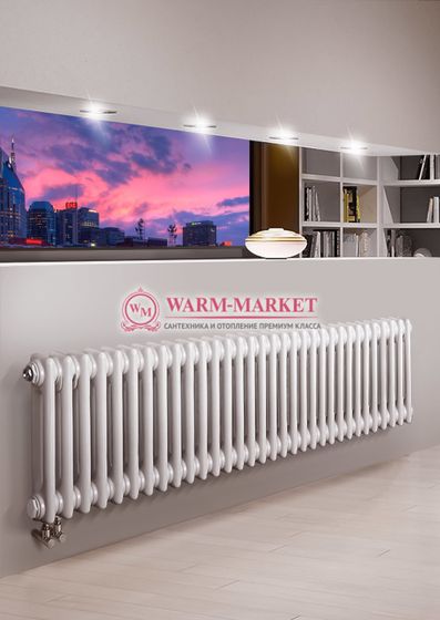 Трубчатый радиатор Purmo Delta 2057-34 секции, двухтрубный с нижним правым/левым подключением с вентилем.