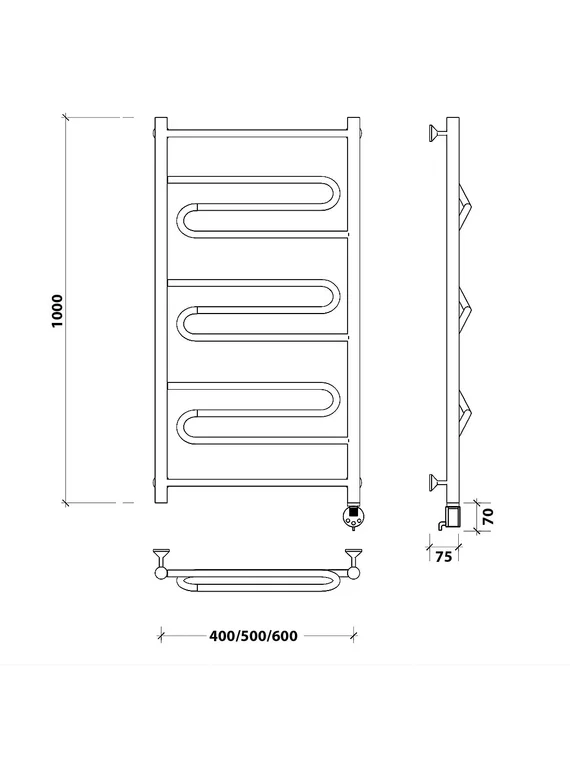 Электрический полотенцесушитель Secado Валенсия 1 из нержавеющей стали