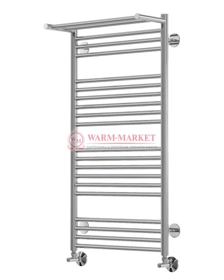 Аврора П20-3 - водяной полотенцесушитель с полкой, нижнее подключение, цвет золото