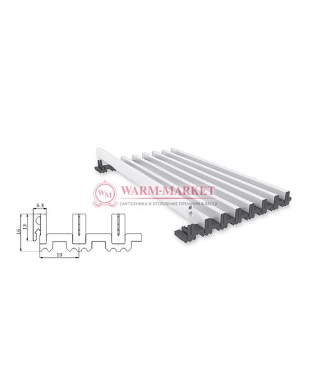 Решетка для конвектора Vitron анодированная из алюминия с профилем 18х6 мм под пластиковый крепеж, с L - рамкой