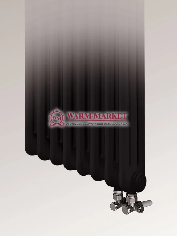 Трубчатый радиатор Dia Norm 2057 двухтрубный с нижним правым/левым подключением черного цвета