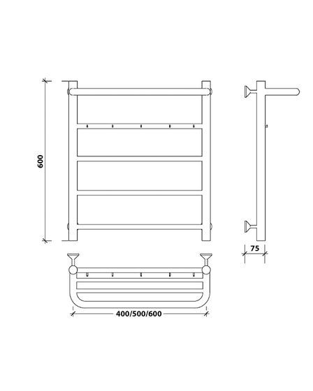 Водяной полотенцесушитель Secado Триада 1 КСП из нержавеющей стали
