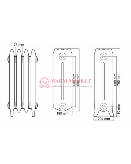 Чугунный радиатор Demir Dokum Historic 600