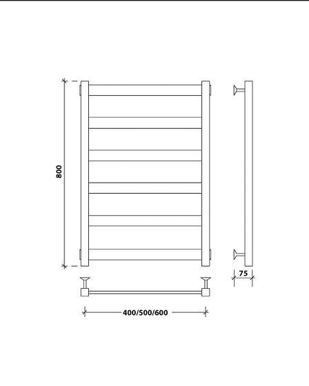 Водяной полотенцесушитель Secado Комано 1 из нержавеющей стали, черный