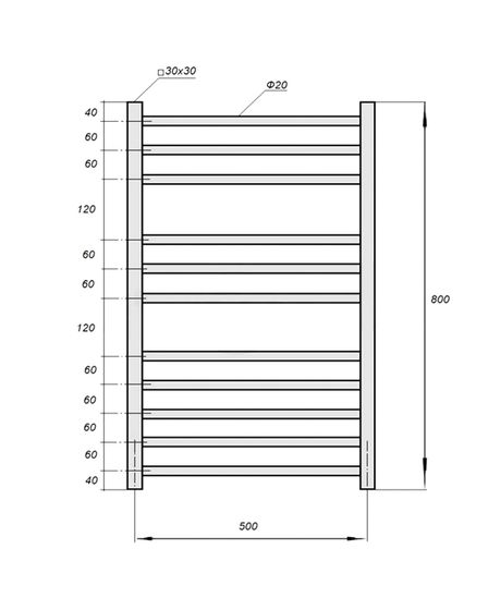 Полотенцесушитель электрический Solent Avellaner SR-004 500х800 П11 белый