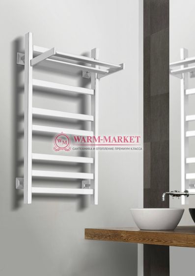 Quadro V 30+ полотенцесушитель из квадратного и прямоугольного профиля с полкой