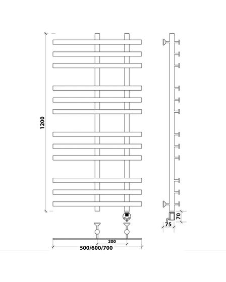 Электрический полотенцесушитель Secado Понтида 3 из нержавеющей стали