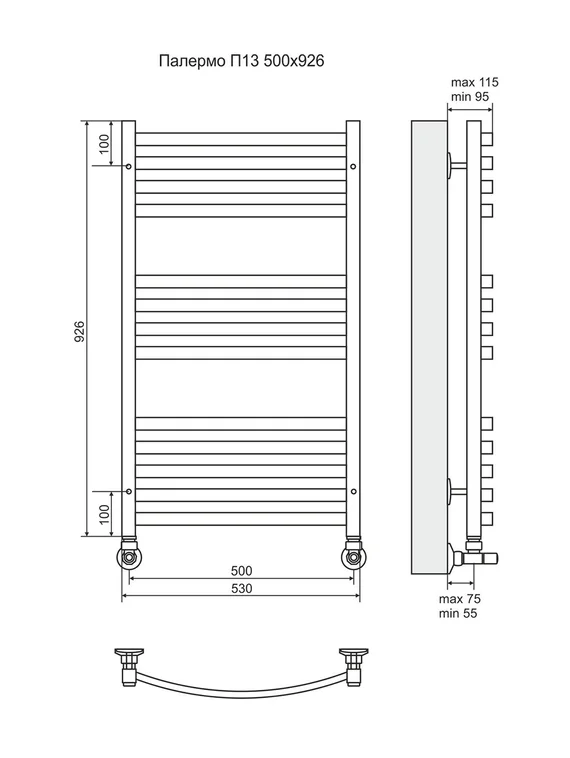Палермо П13 - электрический полотенцесушитель, цвет золото