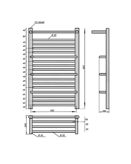 Полотенцесушитель электрический Solent Vinya SR-013 500х800 П17 черный