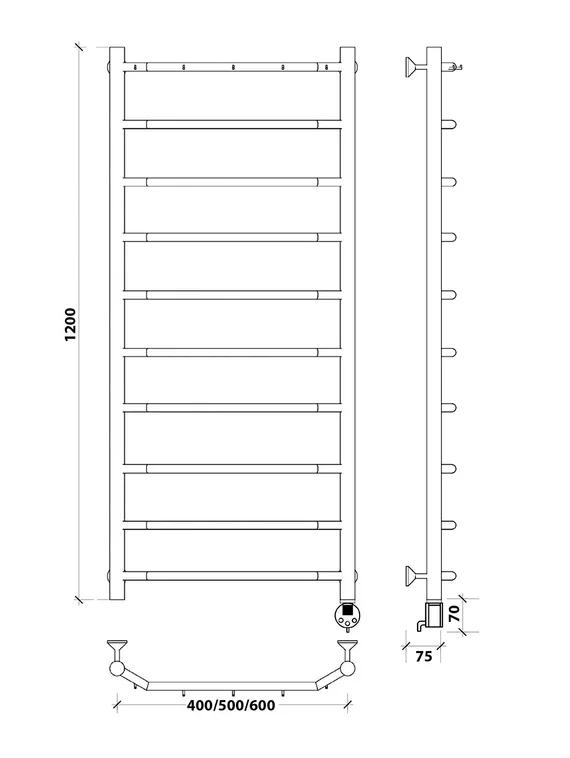 Электрический полотенцесушитель Secado Агата 1 К из нержавеющей стали