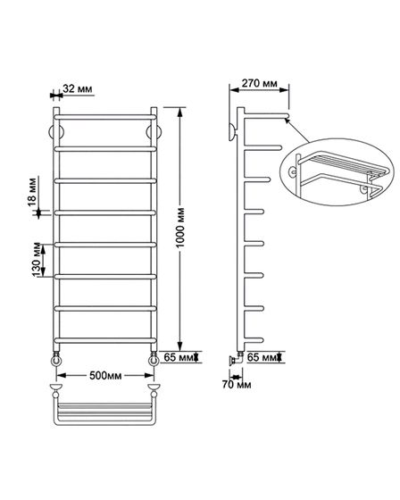 Электрический полотенцесушитель Secado Мерида 2 из латуни