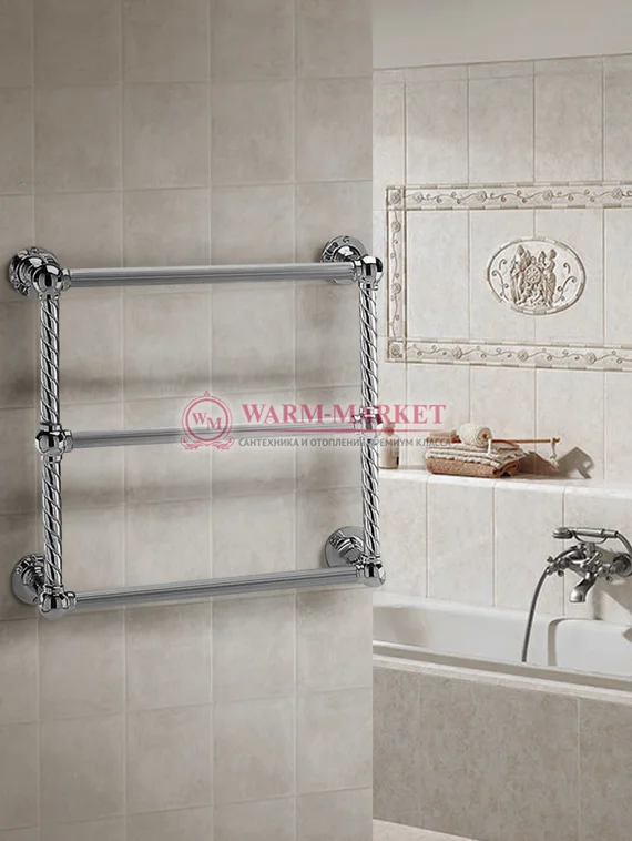 Полотенцесушитель Warmer Vintage в ретро стиле 500х500 мм, 3 перекладины