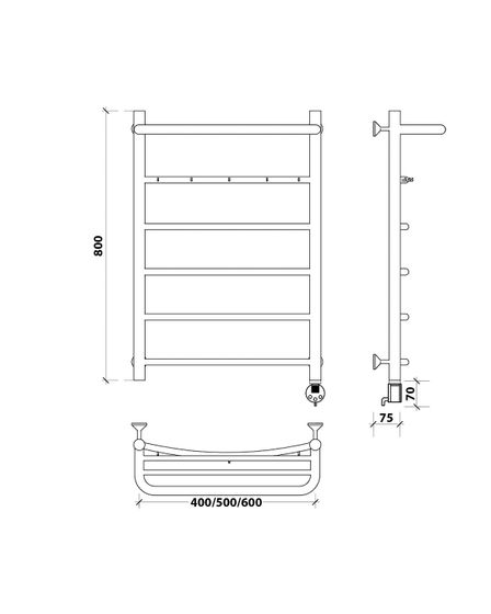 Электрический полотенцесушитель Secado Милан 1 КСП из нержавеющей стали