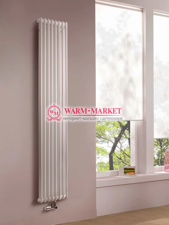 Вертикальный трубчатый радиатор Purmo Delta Lazerline 2180-8 секций, двухтрубный с нижним центральным подключением