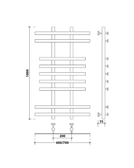 Водяной полотенцесушитель Secado Понтида 2 из нержавеющей стали