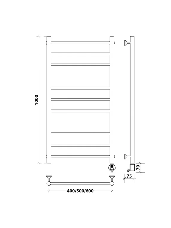 Электрический полотенцесушитель Secado Триада 3 из нержавеющей стали