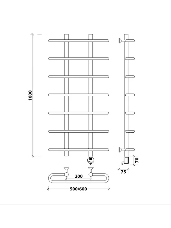 Электрический полотенцесушитель Secado Венеция 1 из нержавеющей стали