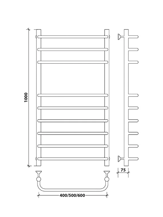 Водяной полотенцесушитель Secado Мерида 5 из нержавеющей стали