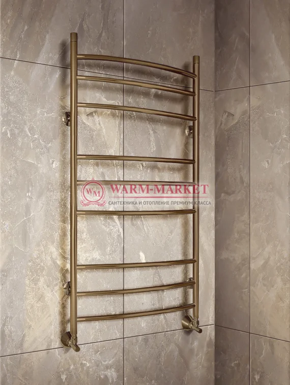 Warmer N Classic 500х800 - 9 перекладин полотенцесушитель с нижним подключением, античная бронза