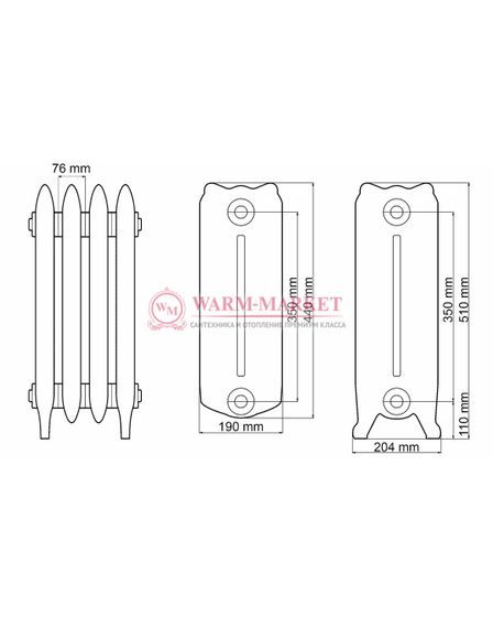 Чугунный радиатор Demir Dokum Historic 350