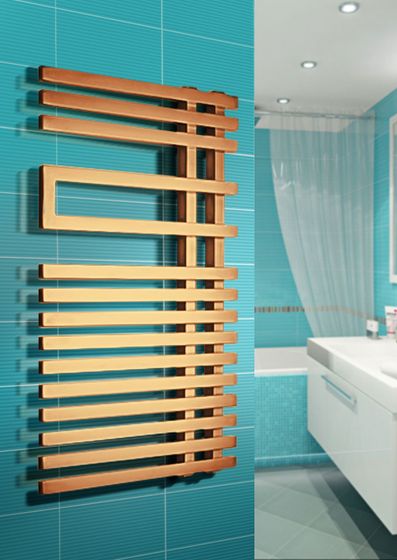 Emilia - дизайн полотенцесушитель оригинальной формы с квадратным профилем цвета бронза