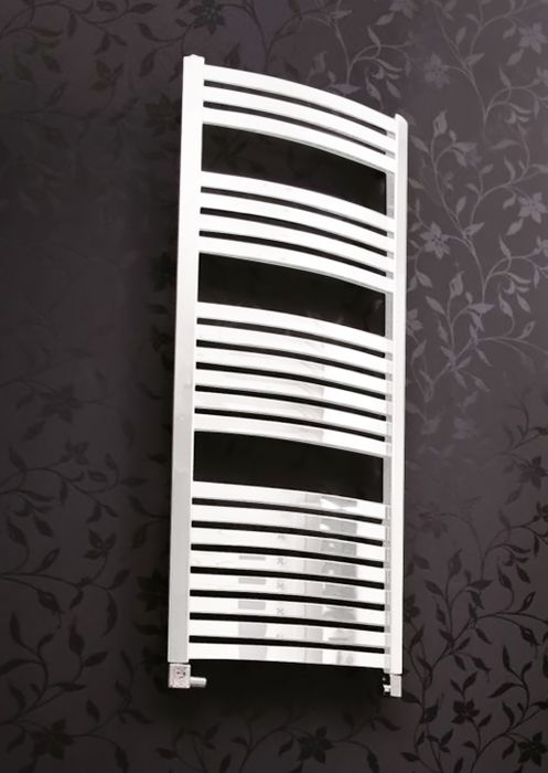Белый полотенцесушитель Terma Dexter с изогнутыми перекладинами прямоугольной формы | Фото