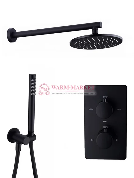Душевой термостатический комплект Warmer Black Line 400300-10D Termo