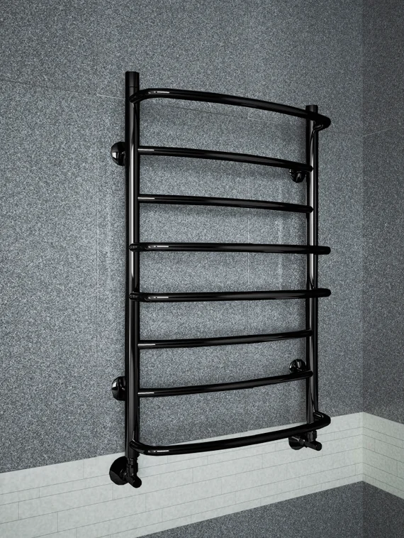 Euromix Black - черный полотенцксушитель c c чередующимися прямыми и выпуклыми перекладинами