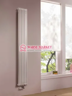 Вертикальный трубчатый радиатор Purmo Delta Lazerline 2180-6 секций, двухтрубный с нижним центральным подключением.
