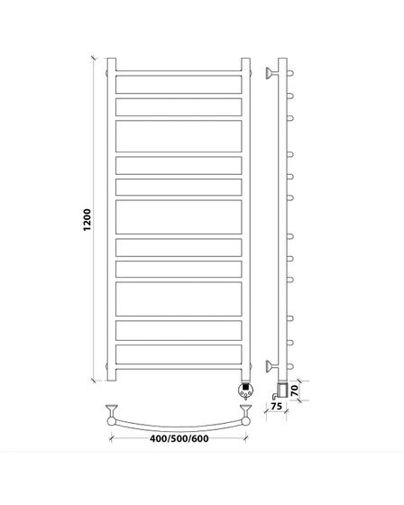 Электрический полотенцесушитель Secado Милан 3 из нержавеющей стали