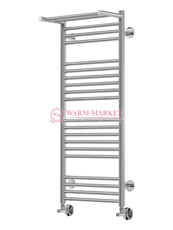 Аврора П20-2 - водяной полотенцесушитель с полкой, нижнее подключение, черный