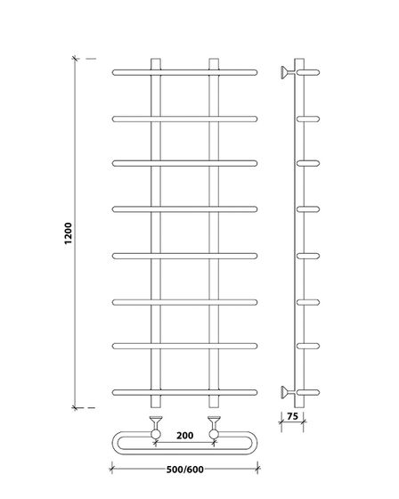 Водяной полотенцесушитель Secado Венеция 1 из нержавеющей стали