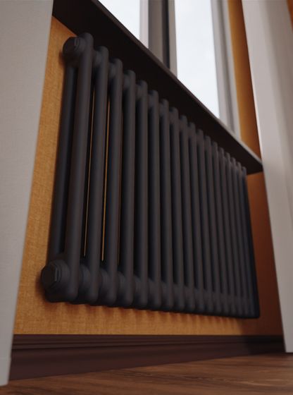 Bronto Pipe 2037 - двухтрубный трубчатый радиатор высотой 370 мм, нижнее подключение с термостатикой