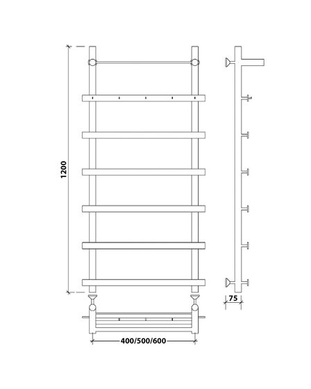 Водяной полотенцесушитель Secado Понтида 1 КСП из нержавеющей стали