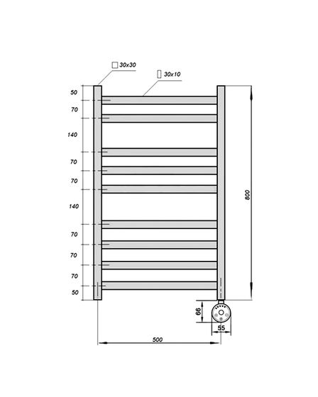 Полотенцесушитель электрический Solent Sauc SR-006 800х500 П9 черный