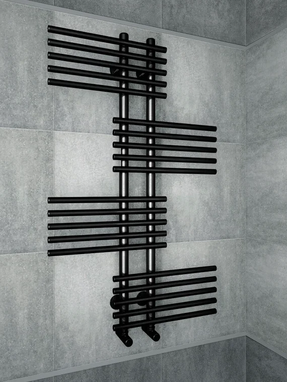 Europa E-cтильный электрический дизайн-полотенцесушитель черного цвета.