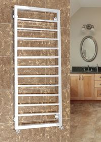 Corsa White - белый дизайн полотенцесушитель с квадратными и круглыми формами